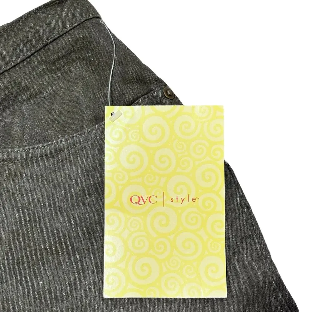 QVC Denim & Co NWT Army Green Jeans size‎ 14 Straight Leg Stretch